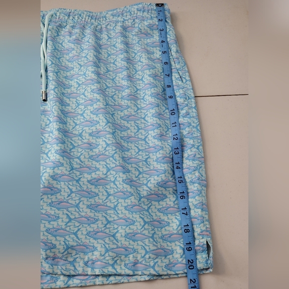 Peter Millar Blue Aquatic Fish Print Elastic Waistband Board Shorts Sz XXL - Picture 14 of 15